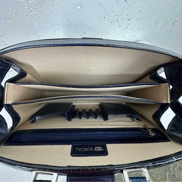 Bosca Blue Alligator Leather Partners Briefcase and Key - Picture 10 of 16